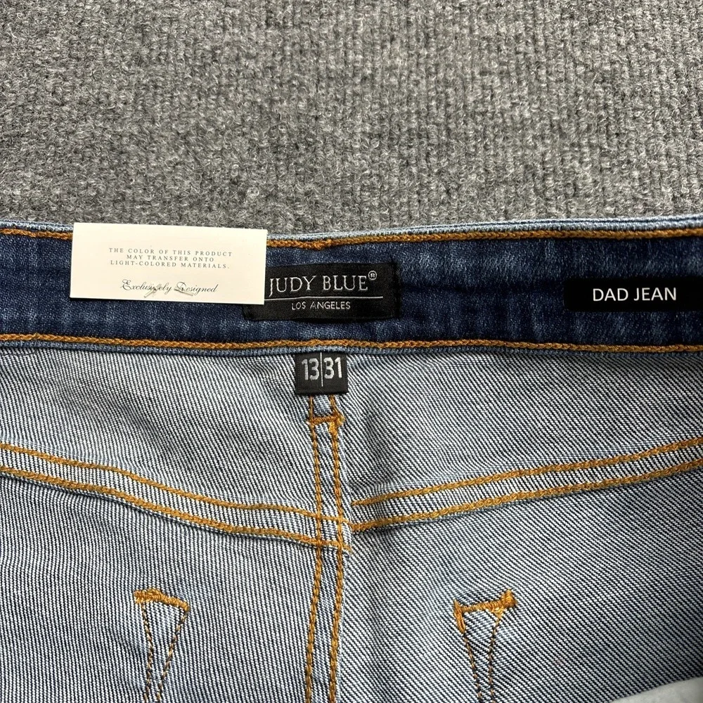 Judy Blue Jeans Women's Size 13 31 Blue Dad Jean Mid Rise Distressed Medium Wash - Picture 5 of 11